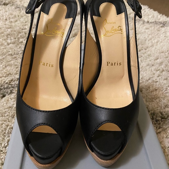 100% authentic Christian Louboutin black leather slingbacks! - Picture 2 of 4